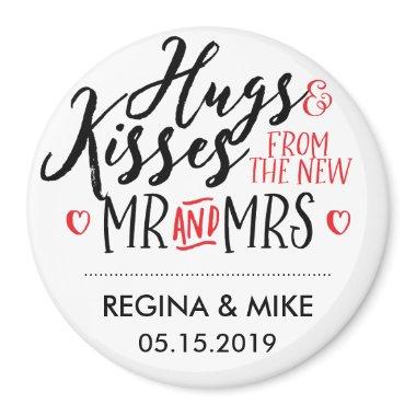 Hugs and Kisses New Mr and Mrs Love and Heart Magnet