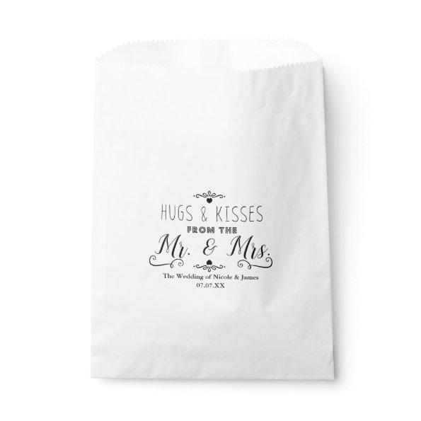 HUGS KISSES MR. & MRS. Wedding Black & White Favor Favor Bag