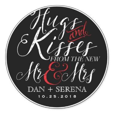 Hugs Kisses New Mr and Mrs Wedding Favor Sticker