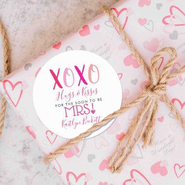 Hugs & Kisses (XOXO) Valentine's Day Bridal Shower Classic Round Sticker