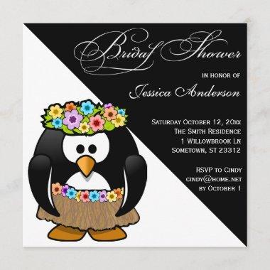 Hula Penguin Bride Bridal Shower Invite
