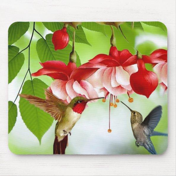 Humming Birds and Flowers Mouse Pad