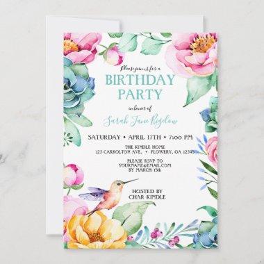 Hummingbird Boho Bridal Shower Invitations