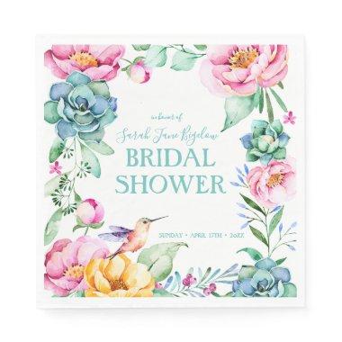 Hummingbird Boho Bridal Shower Napkins