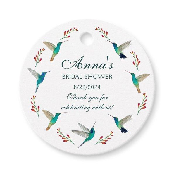 Hummingbird Bridal Shower Invitations Favor Tags