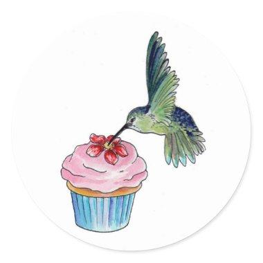 Hummingbird Cupcake Love Classic Round Sticker