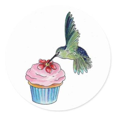 Hummingbird Cupcake Love Classic Round Sticker