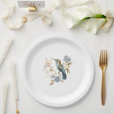 Hummingbird Hydrangea Flowers Paper Plates