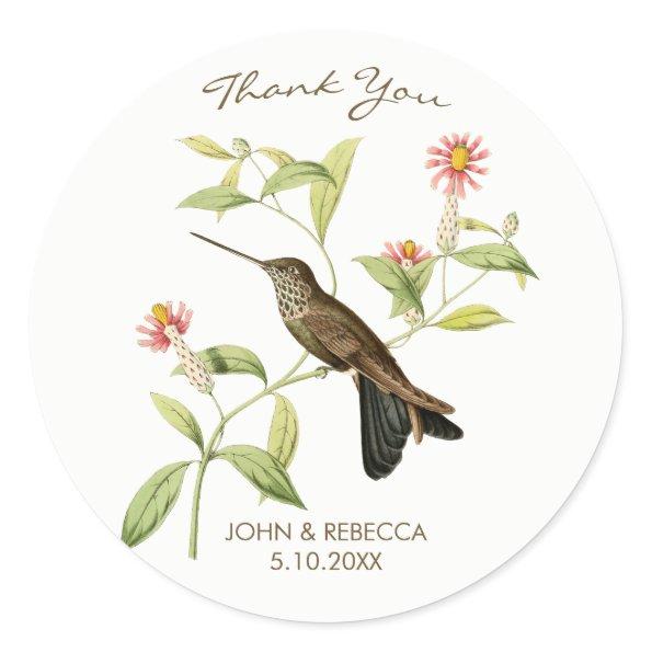 Hummingbird thank you favor  sticker