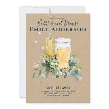 Humor Bubbles n Brews Beer Champers Bridal Shower Invitations