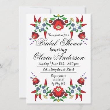 Hungarian folk art floral Bridal Shower Invitations