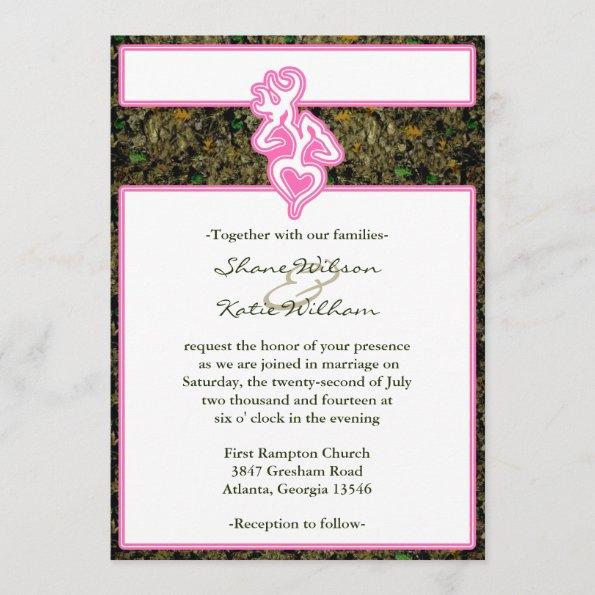 Hunting Camo Pink Custom Outline Color Invitations
