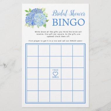 Hydrangea Blue Floral Bridal Shower Bingo Game