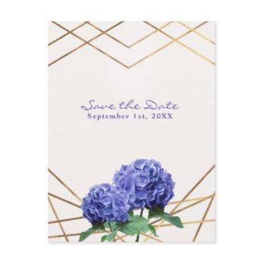 Hydrangea Flowers & Gold Elegant Save the Date Announcement PostInvitations