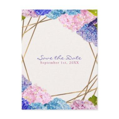 Hydrangea Flowers & Gold Spring Save the Date Announcement Post