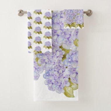 Hydrangea Shades Of Violet Blue Bath Towel Set