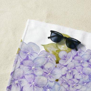 Hydrangea Shades Of Violet Blue Beach Towel