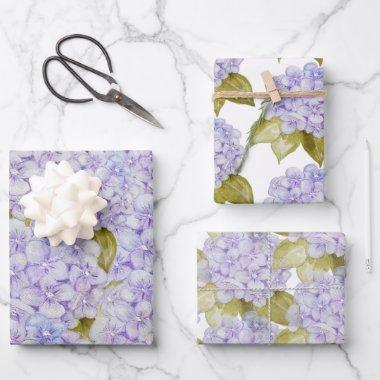 Hydrangea Shades Of Violet Blue Wrapping Paper Sheets
