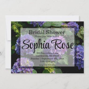 Hydrangeas blue purple floral flower bridal Invitations