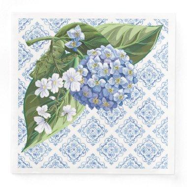 Hydrangeas Blue Tile  Napkins