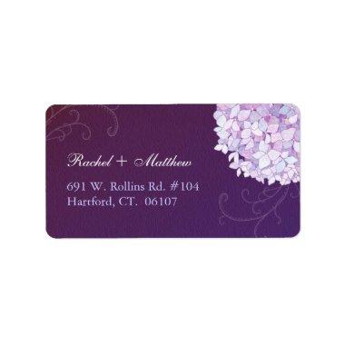 Hydrangeas Deep Purple Wedding Address Label