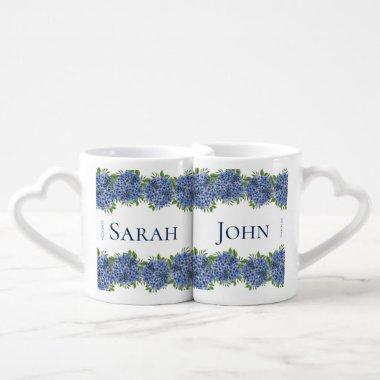 Hydrangeas Grooms Gift To Bride Personalized Coffee Mug Set