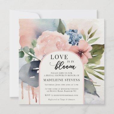 Hydrangeas Love Bloom Boho Arch Bold Bridal Shower Invitations
