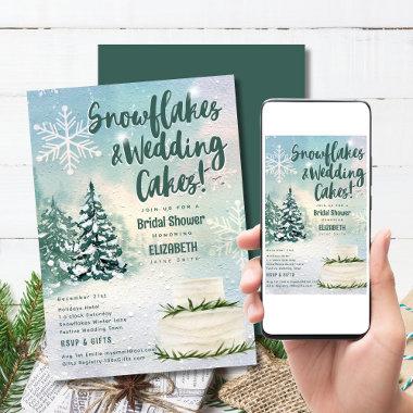 Hygge Snowflakes and Wedding Cake Bridal Shower Invitations