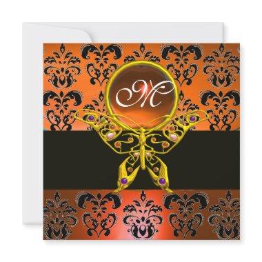 HYPER BUTTERFLY MONOGRAM, orange damask,yellow gem