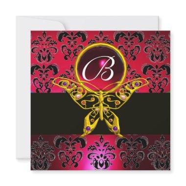 HYPER BUTTERFLY MONOGRAM Red Burgundy Damask Gem