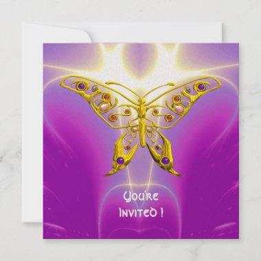 HYPER BUTTERFLY pink fuchsia violet champagne Invitations