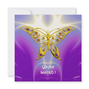 HYPER BUTTERFLY purple fuchsia violet champagne Invitations