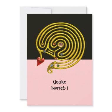 HYPER LABYRINTH , black and pink Invitations