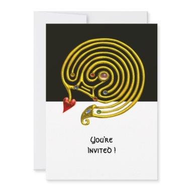 HYPER LABYRINTH , black and white Invitations