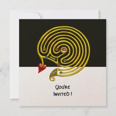 HYPER LABYRINTH black and white ,red,gold metallic Invitations
