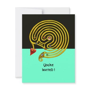 HYPER LABYRINTH rsvp, black and blue Invitations