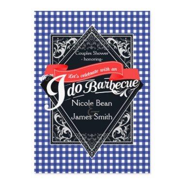 I DO BARBECUE BBQ Blue & Red Checkered Engagement