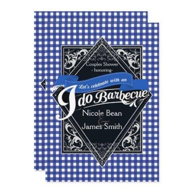 I DO BARBECUE BBQ Blue White Checkered Engagement