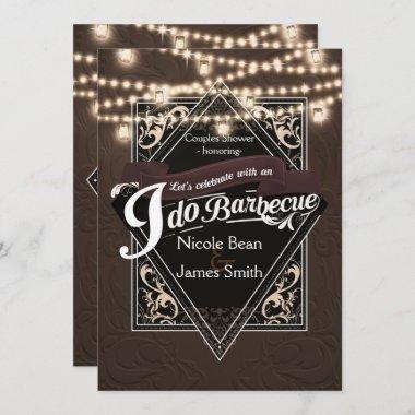 I DO BARBECUE BBQ Faux Leather & Lights Engagement Invitations