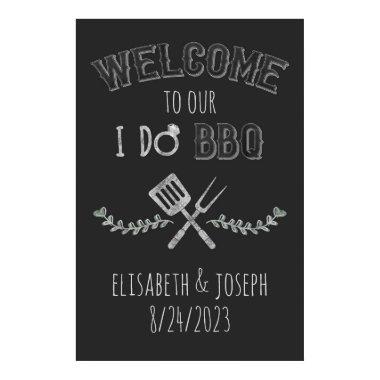I Do BBQ  Engagement Green Welcome Poster