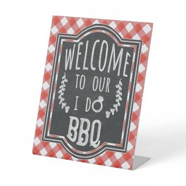 I Do BBQ Couple's Coed Engagement Party Welcome Pedestal Sign