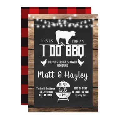 I do BBQ Couples Shower Country Wooden Chalkboard Invitations