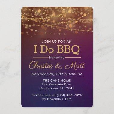 I DO BBQ Dusk Bokeh Engagement Party Invitations