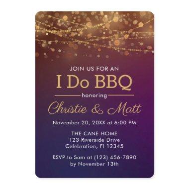 I DO BBQ Dusk Bokeh Engagement Party Invitations