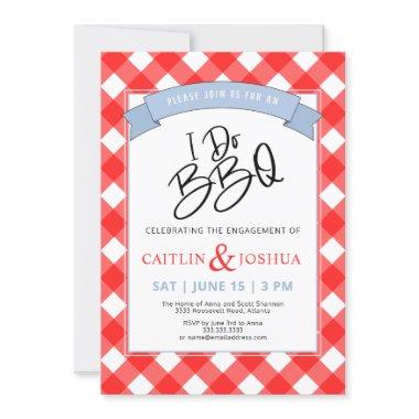 I Do BBQ Engagement Red Plaid Party Invitations