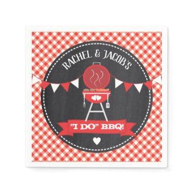 I DO BBQ Engagement Wedding Shower Red Chalkboard Napkins