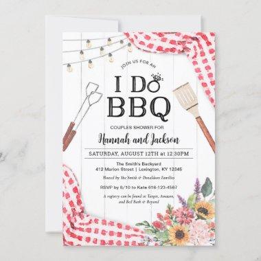 I Do BBQ Invitations for Couples Shower with Red