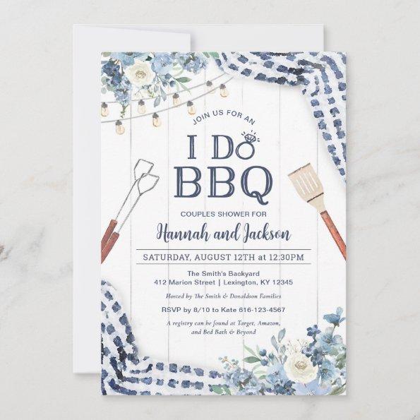 I Do BBQ Invitations with Navy and Light Blue