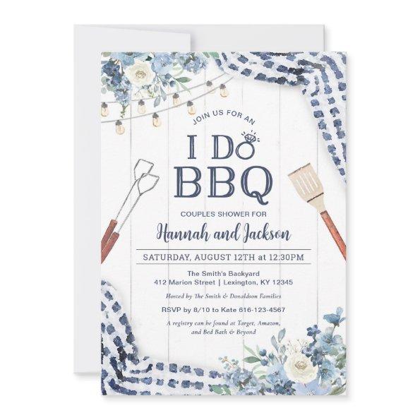 I Do BBQ Invitations with Navy and Light Blue