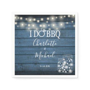 I Do BBQ Mason Jar String Lights Rustic Engagement Napkins